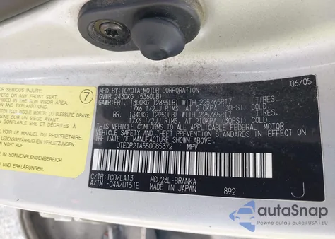 2005 Toyota Highlander Limited V6 z USA, uszkodzony, nr VIN JTEDP21A550085372